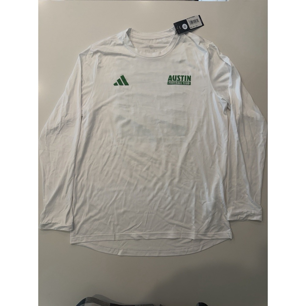Adidas Austin FC Mens Long Sleeve Pregame Tee White JP5048-250 NWT M